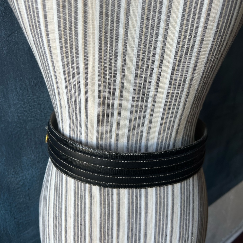 Lancel Black Belt Python Embossed With Leather Tr… - image 6